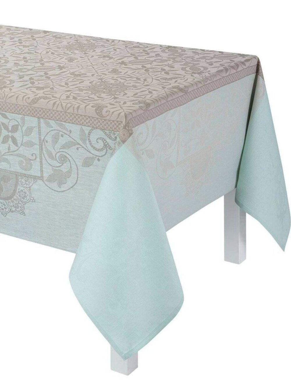 Le Jacquard Francais "Venezia" 100% Linen Tablecloth 72"x99" Ashe Beige FRANCE